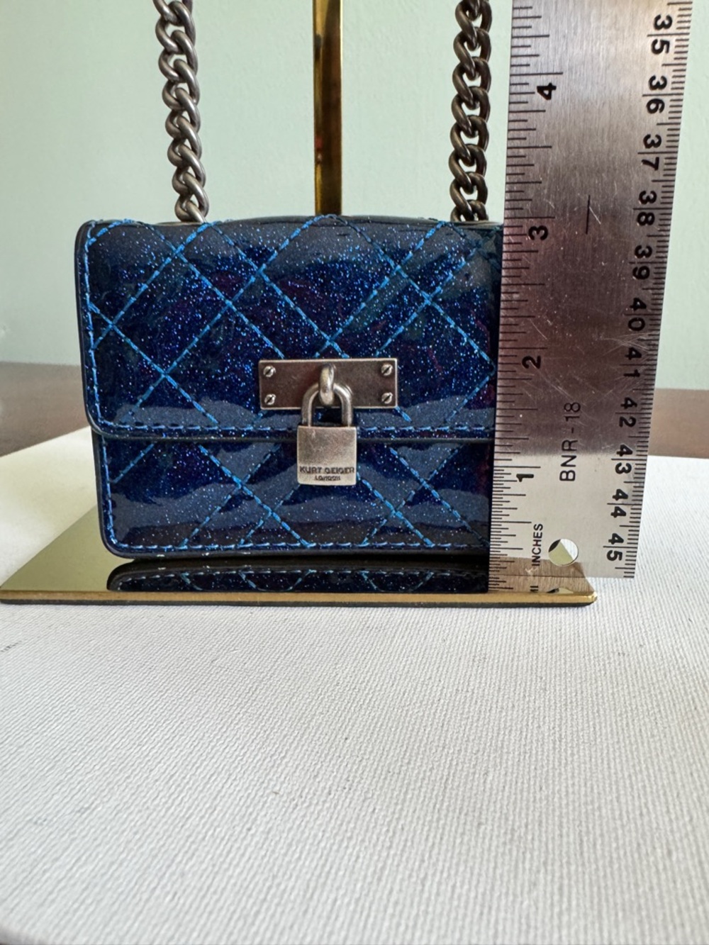 Kurt Geiger London Micro Braxton  Quilted Mini Shoulder Bag in Navy Blue,NWOT - Picture 2 of 10